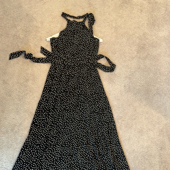 Chic Halter Black and White Polka Dot Dress - Picture 1 of 4